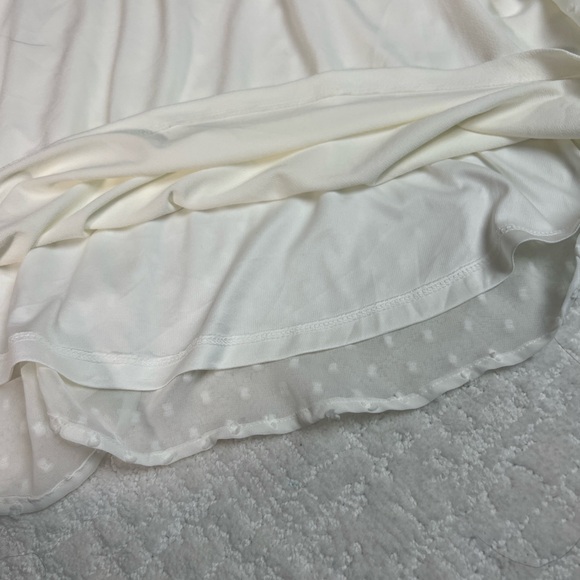 Charter Club flowy white v-neck blouse bell sleeves sheer overlay PL - Picture 9 of 11